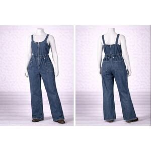LeLis Denim Utility Jumpsuit Cargo Pocket Zip Front y2k One Piece XS NWT